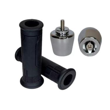 Imagem de Kit Par de Manoplas Vazadas e Peso da Moto Honda PCX Preto ou Cromado 