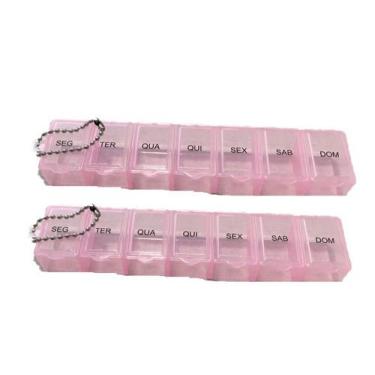 Imagem de Caixa Comprimido Porta Pastilhas Semanal 14 Dias rosa - GabiJovi