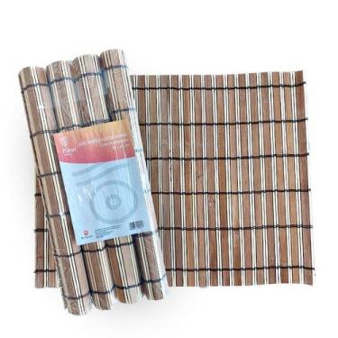 Imagem de Jogo Americano De Bambu Esteira P/ Copa Cozinha Mesa 4 Peças - RT