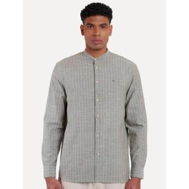Imagem de Camisa Aramis Masculina Regular Gola Padre Listras Verde-Masculino