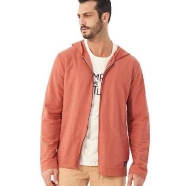 Imagem de Moletom Colcci Masculino Hoodie Full-Zip Texture Refile Terracota Mescla-Masculino
