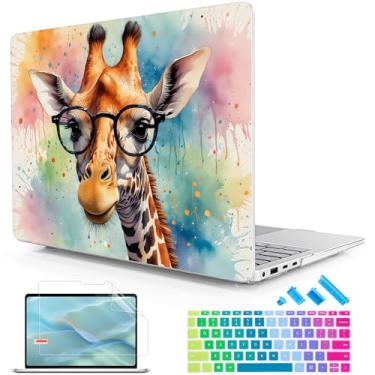 Imagem de Lepeoac Capa para laptop Microsoft Surface de 13,9 polegadas, 2024 Windows 11 Copilot+ PC, tela sensível ao toque da 7ª edição, capa rígida de plástico com capa de teclado e protetor de tela, girafa