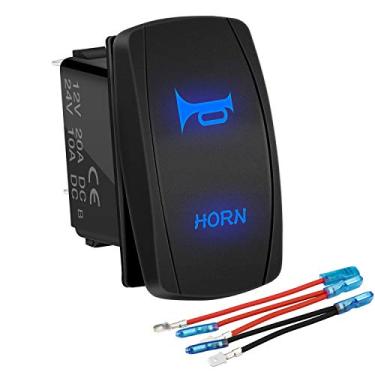 Imagem de DAIERTEK Interruptor de Balancim Momentâneo com Botão de Buzina de 12V LED Azul 12 Volts Polaris Ranger Trem Automático Atv Utv Rzr Barco Interruptor de Alternância Marinho À Prova D'Água