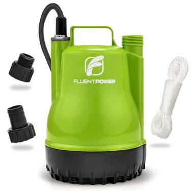 Imagem de FLUENTPOWER Bomba submersível utilitária portátil de 1/4 HP com fluxo de 1500 GPH para remoção de água, bomba de depósito de drenagem com adaptador de 3/10.2 cm para mangueira de jardim padrão