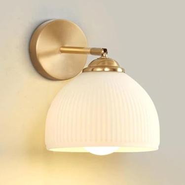 Imagem de Luminárias de parede de vidro vintage branco francês, iluminação de três tons, fonte de luz LED, arandelas de parede, direção ajustável, estudo, escadas, luz de parede para sala, corredor, s