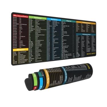 Imagem de Computador de escritório PowerPoint PPT Excel Word Ps teclas atalhos mouse pad para jogos 80 x 29 cm XL teclado grande estendido base de borracha antiderrapante com bordas costuradas para escritório