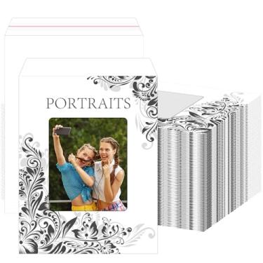 Imagem de Humyoun Envelopes fotográficos de 100 peças de 21 cm x 28 cm com janela de plastino de 12 cm x 15 cm para catálogos de fotos, folhetos, certificados, calendário da empresa (flor de jardim)