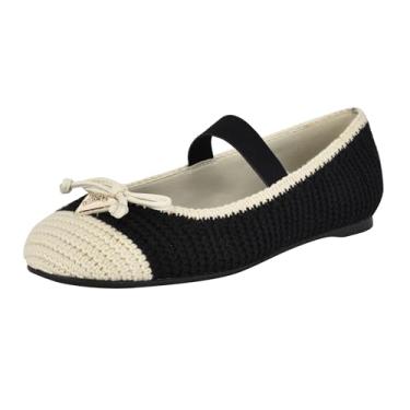 Imagem de GUESS Sapatilha feminina Maysa Ballet, Malha preta e branca 001, 35