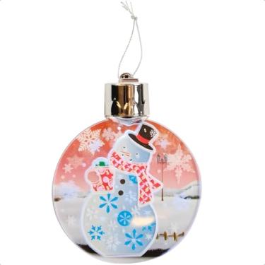 Imagem de Decoração pra Arvore de Natal Bola para Pendurar LED Com Animação de Neve Caindo Boneco de Neve ou Papai Noel (BONECO DE NEVE)