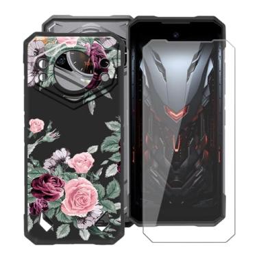 Imagem de HGJTFANY Capa de telefone para Doogee S200 X (6,7 polegadas), com [1 x protetor de tela de vidro temperado], película de silicone macio ultrafina, capa de amortecedor preta à prova de choque para