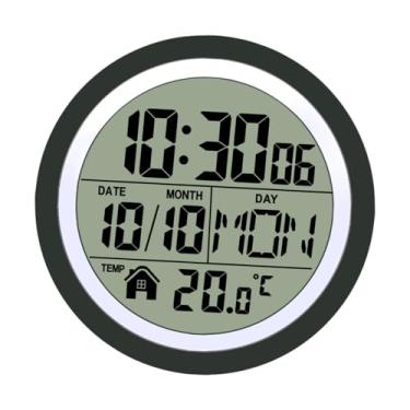 Imagem de WeiLaiKeQi Relógio de chuveiro digital Temperatura interna Data Display Pequeno relógio de parede para cozinha, Preto