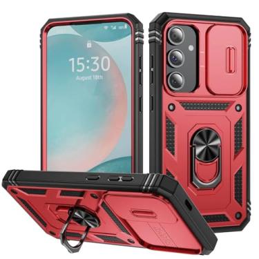 Imagem de Capa para Samsung Galaxy S24 S23 S22 FE Ultra Plus A55 A35 A15 Slider Camera Protect 360 Proteção total Capa de suporte, vermelha, para Samsung S24
