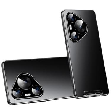 Imagem de HAO RIYLN Capa ultrafina para Huawei Pura 70 Ultra/70 Pro+/70 pro/70, capa de proteção de câmera de metal com suporte antiimpressão digital, capa fosca, preta, 70 Pro+