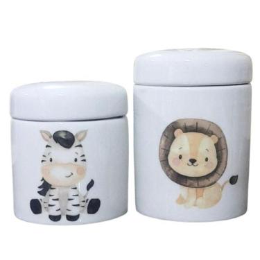 Imagem de Kit higiene bebê Safari 2 potes - Porcelana - Antilope Decor Porcelana