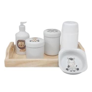 Imagem de Kit higiene bebê 6 pçs Safari - Porcelana Bdj Pinus - Genérico