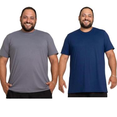 Imagem de Kit 2 Camisa Masculina Plus Size Esportiva Academia Malha Fria-Masculino