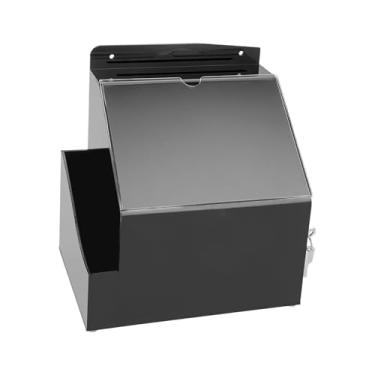 Imagem de Wswqop Caixa de coleção com suporte de sinal, caixa de rifa, caixa de reclamação com tampa, caixa de sugestão para mesa de loja, arrecadação de fundos, Preto