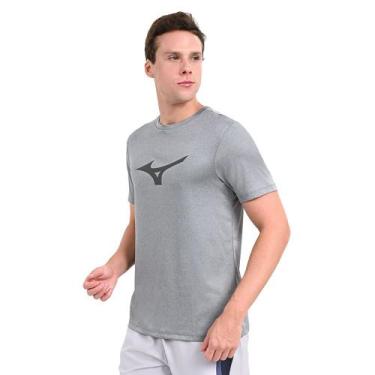 Imagem de Camiseta de Corrida Masculina Mizuno Run Spark Big Logo, Cinza, P