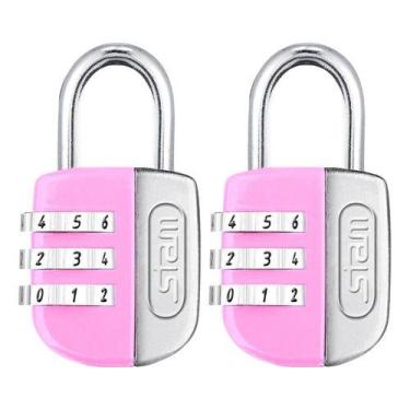 Imagem de Kit 2 Cadeados Segredo Colorido 20mm Armário Bolsa Pequeno - Stam, Ros