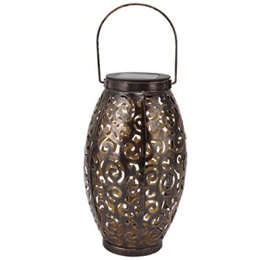 Imagem de Lanterna Solar, Solar Solar Ao Ar Livre Pendurar Lanterna Elíptica Auspiciosa Clouds Padrão Lâmpada Solar LED Com Alça, Luz Decorativa de Jardim LED para Decoração do Pátio do