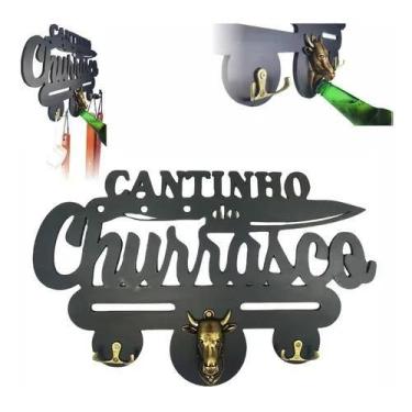 Imagem de Placa Cantinho Do Churrasco Decoração Churrasqueira +abridor - moderna
