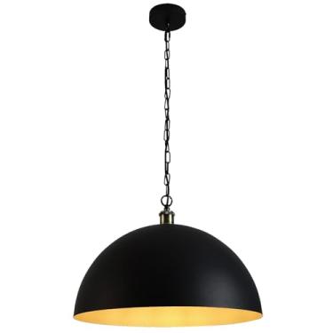 Imagem de YHANFENGCY Lustre Vintage 19,69" Lustre Industrial Domo Acabamento Preto E Dourado Linha De Lâmpadas De Iluminação Comprimento 78,74" Ilha De Cozinha, Quarto, Corredor, Bar...