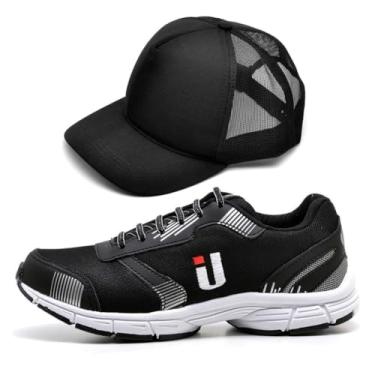 Imagem de Tênis Masculino Esportivo Treino Academia Pedalada Kit com Boné Original (Preto, BR, Adulto, Numérico, 37)