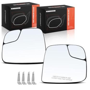 Imagem de A-Premium Vidro espelhado aquecido do lado do motorista e do passageiro de 2 peças com placa de suporte compatível com Nissan NV200 2015-2021 e Chevrolet City Express 2015-2018 - Espelho retrovisor