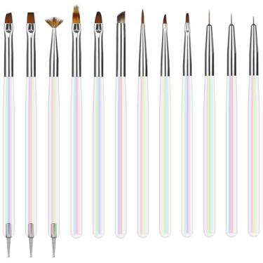 Imagem de Artdone Conjunto De 12 Pincéis Para Nail Art, Pincel Delineador Para Nail Art E Caneta De Pontilhamento Para Unhas, Esmalte Em Gel, Ferramentas De Pintura Para Design De Nail Art, Inclui Pincel De E