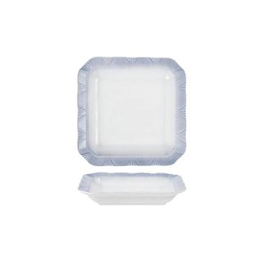 Imagem de Conjunto de tigela e prato com padrão de renda criativo e personalizado, tigela de sopa de cerâmica de arroz simples - prato redondo de renda de 20 cm prato fundo quadrado