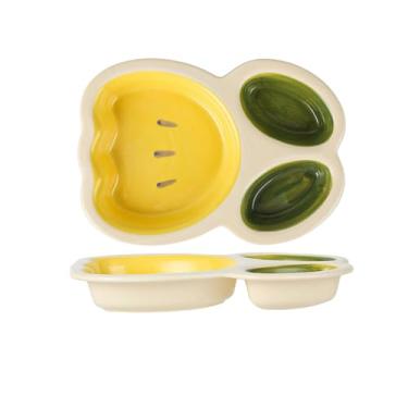 Imagem de Placa de casa de trabalho criativo com personalidade, perda de peso, placa divisória de utensílios de mesa para uma pessoa - placa de grade - amarela