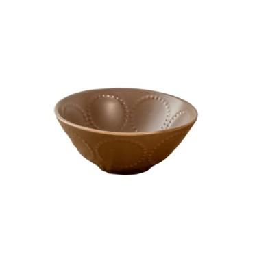 Imagem de Prato de cerâmica de anel de contas retrô em estilo japonês, tigela de sopa doméstica e tigela de arroz - tigela de 11,4 cm/cor de café