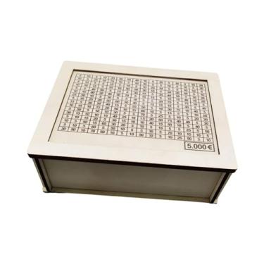 Imagem de WeiLaiKeQi Caixa de dinheiro portátil com caixa de armazenamento de alvo contador com números caixa de moedas cofrinho de madeira, a