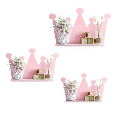 Imagem de Trio de Nichos Coroa 3 Peças P M G, Decoração Quarto de Bebê - LuckBab