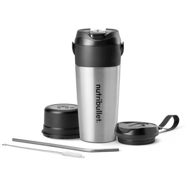 Imagem de Liquidificador Portátil Ideal para Viagens com Alça de Transporte e Carregamento por USB-C, Nutribullet, Prata
