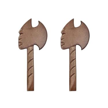 Imagem de Kit 2 Ferramentas De Mão Orixá Oxé Meio Machado Xangô 36cm Madeira Umbanda Candomblé