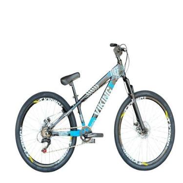 Imagem de Bicicleta Vikingx Preto Azul Aro 26 Single 1x7 Freios a Disco Wheeling