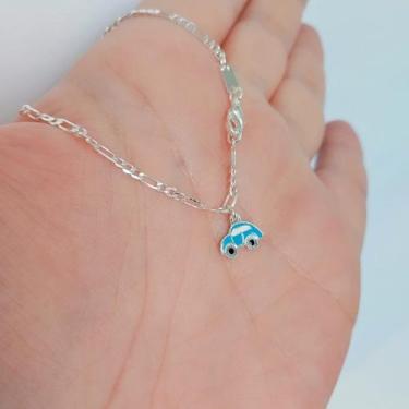Imagem de Pulseira Infantil Folheada Prata Elo 3x1 com Pingente Carro - Ralifla 