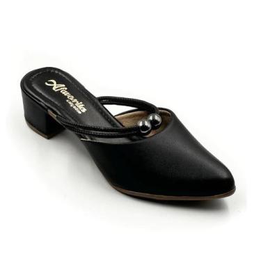 Imagem de Mulle Salto 2 em 1 Feminino Sandália Tornozeleira Fashion Tamanco Bico