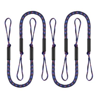 Imagem de Pacote com 4 linhas de doca elástica para barco com flutuadores de espuma e laço para ancoragem temporária rápida – Cordas elásticas de amarração de 1,2 m para pontão, barco Jon e vasos pequenos