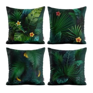 Imagem de Kit 4 Capas De Almofadas Impermeável Casa Piscina Praia Floral Costela de Adão 45x45 - Novadecora