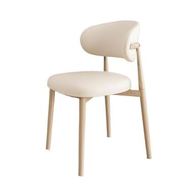 Imagem de Cadeira de jantar moderna com design ergonômico e recursos de conforto ([couro branco puro] moldura de aço carbono cor tronco)