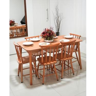 Imagem de Jogo De Jantar Colonial Clássico Mesa 140x80 6 Cadeiras Todo Mel Cozinha