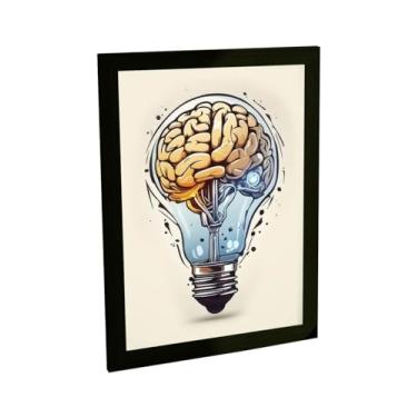 Imagem de Quadro Decorativo Psicologia Ilustração Cérebro Lâmpada Decoração Poster Quarto Sala