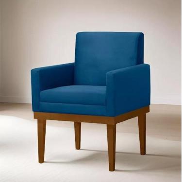 Imagem de Poltrona Isadora 0,60cm - Veludo Azul - Estofados Pérola.
