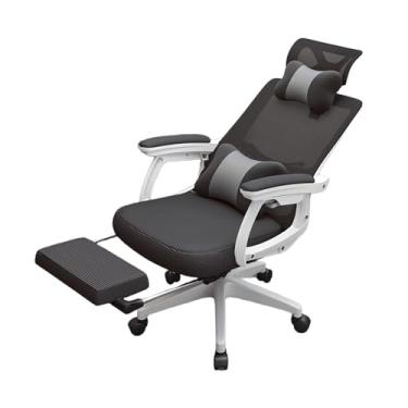 Imagem de Lzyjckh Cadeira de computador de malha respirável Cadeiras de tarefas giratórias com apoio de pé Presidente do escritório ergonômico Para casa, escritório, jogo,White