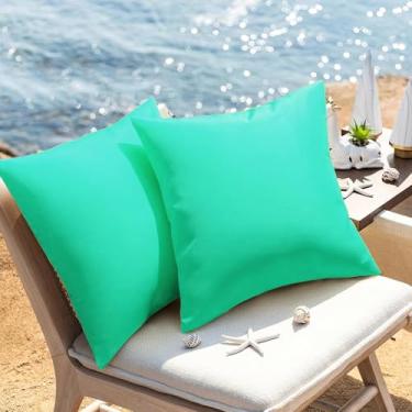 Imagem de WOKANI Capas de almofada à prova d'água para ambientes externos 45,7 x 45,7 cm, conjunto de 2 capas de almofada decorativas para decoração externa de sofá para banco de jardim, varanda, pátio, barraca