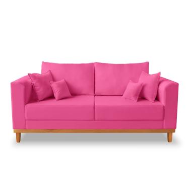 Imagem de Sofá Retro Viena 3 Lugares Suede Pink - Madeira Prima Deccor