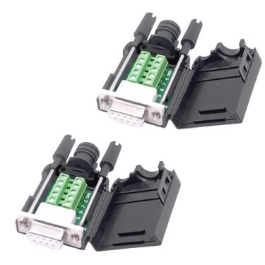 Imagem de YARCHONN DB9 conector sem solda fêmea placa breakout RS232 D-SUB bloco de terminais adaptador serial de 9 pinos com capa - 2 pacotes (fêmea)