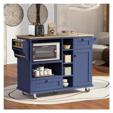 Imagem de Carrinho de Armazenamento Carrinho de ilha de cozinha com armário de armazenamento e duas rodas de travamento, para sala de cozinha, sala de jantar, banheiro Carrinho de Armazenamento(Style-A)